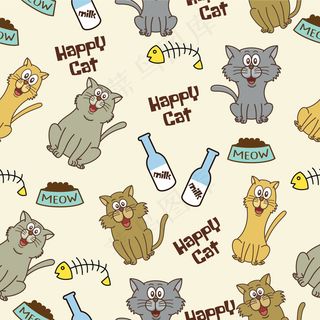 可爱卡通矢量猫