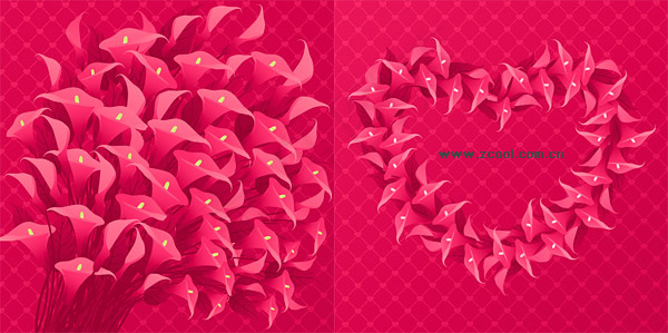 红色心形花朵矢量素材