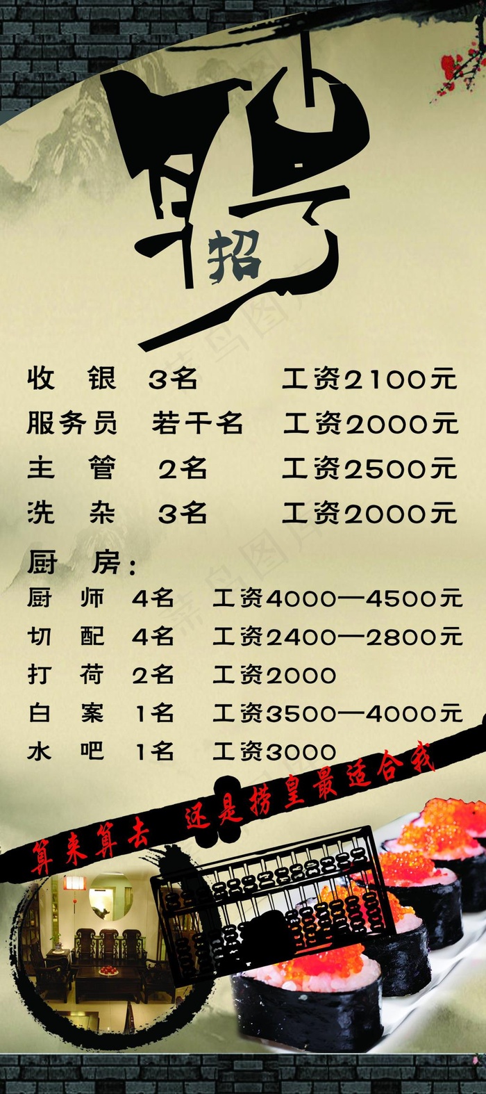 饭店招聘(3150X7087(DPI:100))psd模版下载