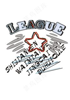 英文字体设计徽章标志图文组合T恤图...