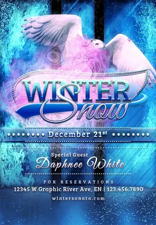 海报大白鹰英文质量纹理蓝色水晶