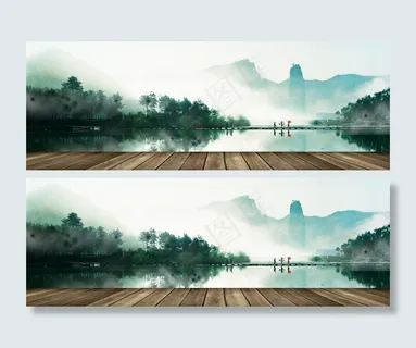 山水风景海报背景