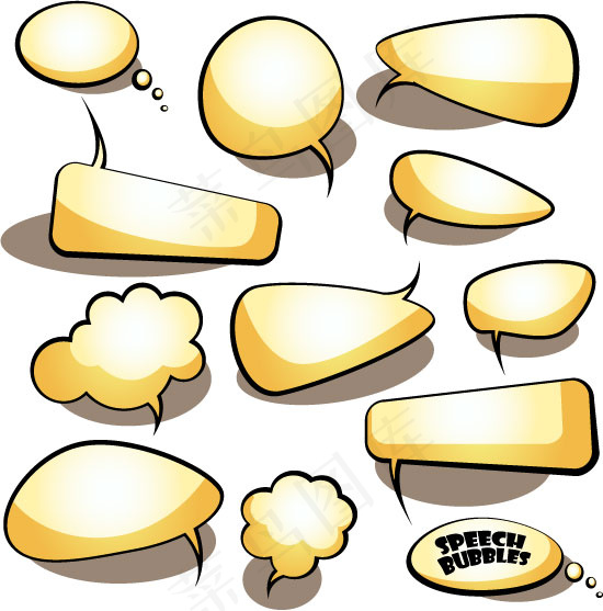淡黄色异形语言框设计矢量图
