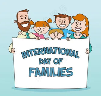 卡通国际家庭日贺卡矢量素材
