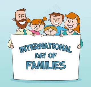 卡通国际家庭日贺卡矢量素材