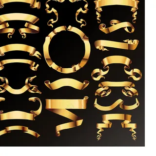 欧式金边花纹彩带矢量素材