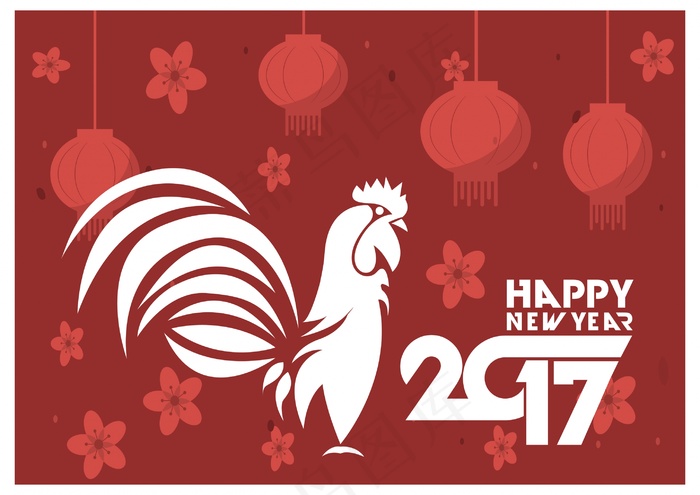 鸡年花纹背景素材