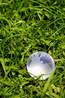 放在草地上的地球图片