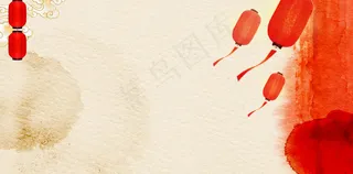水墨风灯笼淡雅中国风新春贺年背景