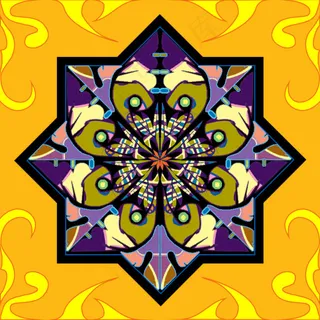 撞色对称植物适合纹样