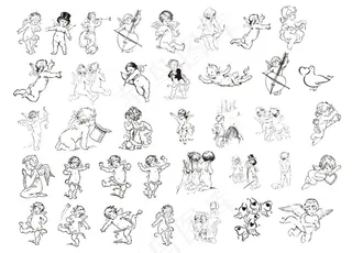 线描爱神丘比特矢量素材