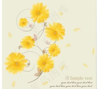 光晕鲜花背景矢量素材