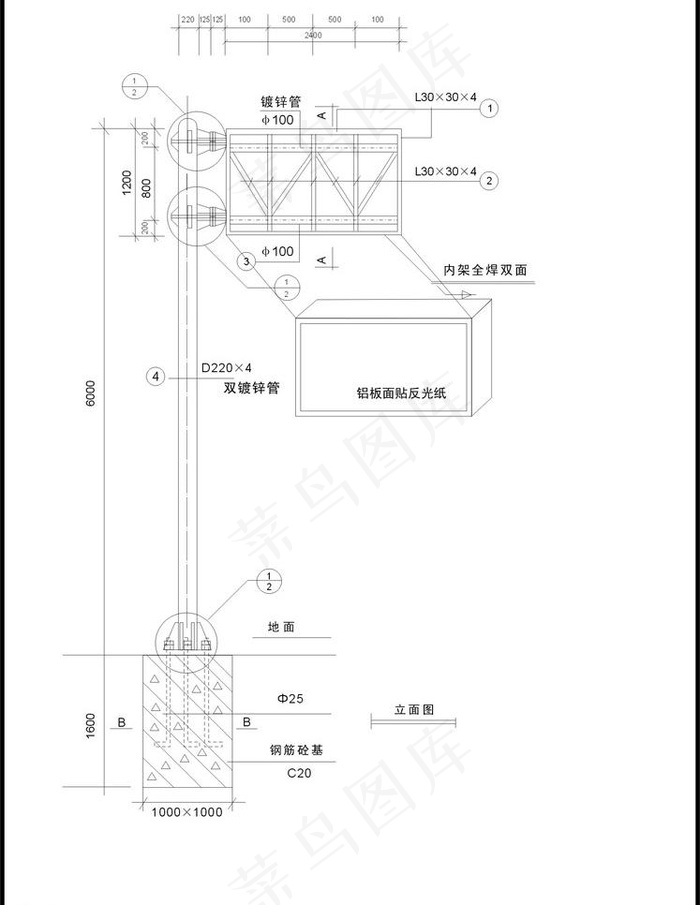 广告牌结构图图片cdr矢量模版下载