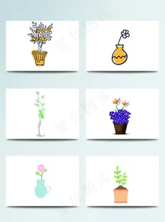 卡通花瓶素材矢量