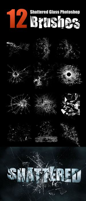 PS笔刷12个高清玻璃爆碎效果
