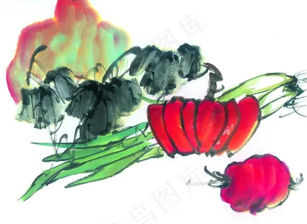 国画水墨果蔬 国画水墨果蔬
