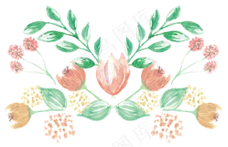 手绘水彩鲜花卡通透明素材合集