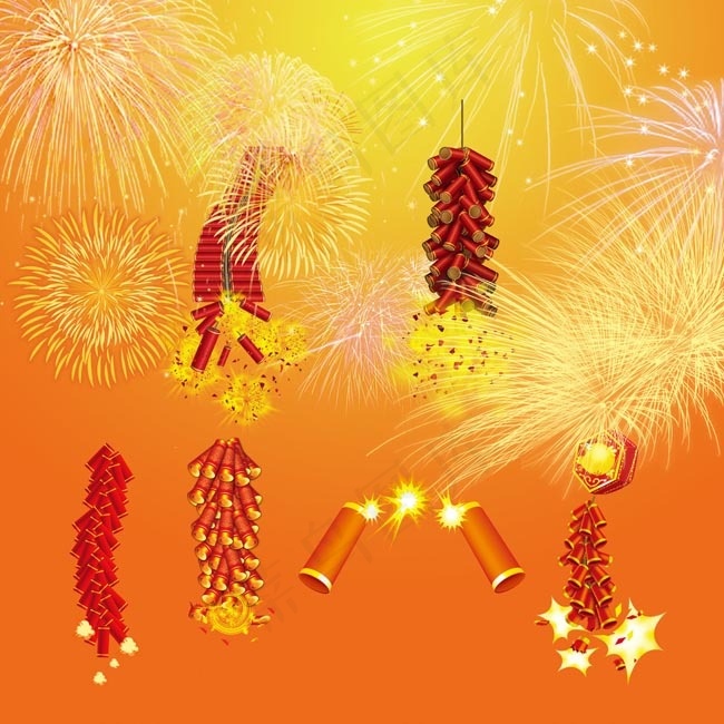 烟花爆竹PSD分层素材