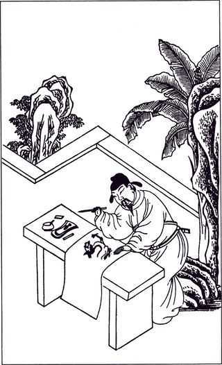 中国风古人物生活线稿插画124