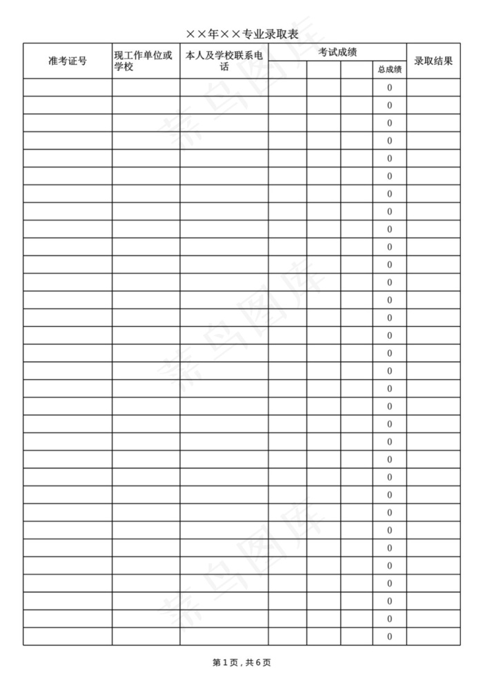 专业录取表