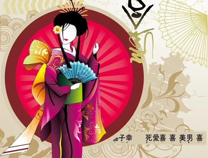 中秋 人物 折扇 花图片eps,ai矢量模版下载