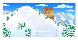 冬季雪景风景插画