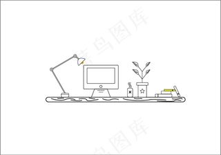 办工桌线稿