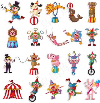 马戏团小丑人物矢量免费素材