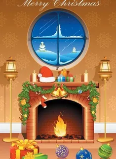 圣诞壁炉背景图片