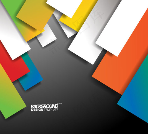 橙色绿色多边形几何背景素材EPS矢...