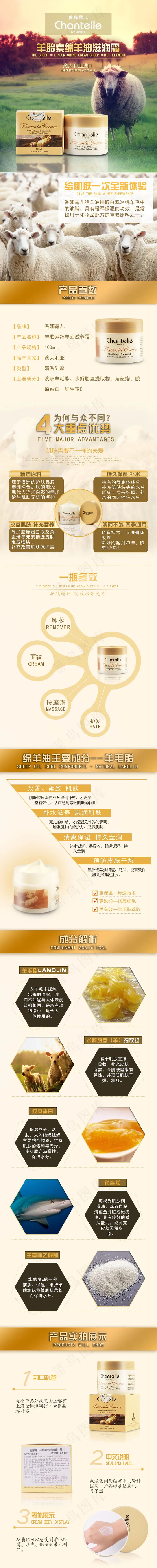 香娜露儿绵羊油面霜详情页海报psd模版下载
