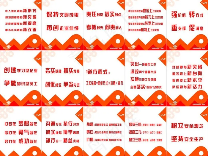 联通公司文化上墙公示图片cdr矢量模版下载