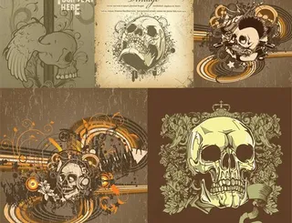 潮流骷髅头图案矢量素材图片