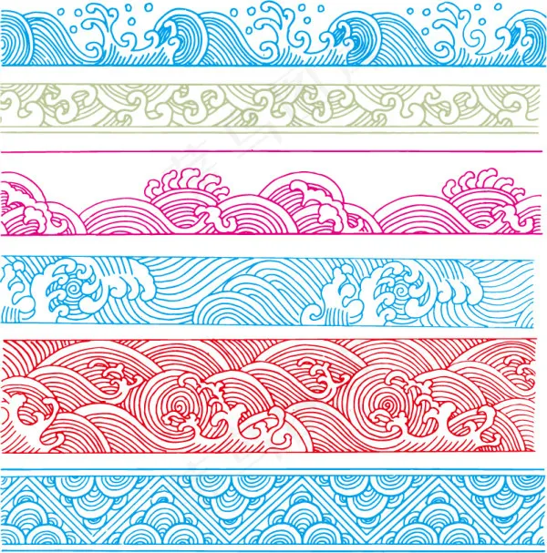 矢量素材古典浪花花纹eps,ai矢量模版下载