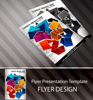 3d动感箭头折线 企业画册封面设计...