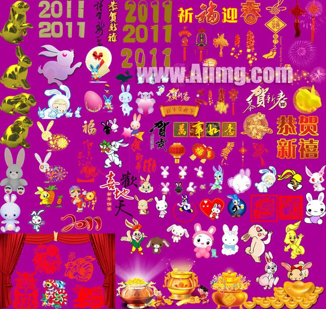 2011兔年素材大全(10160X9620(DPI:300))psd模版下载
