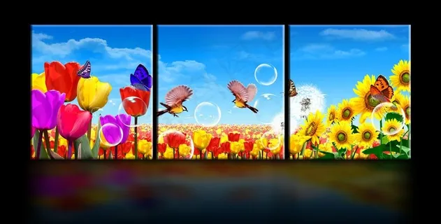 客厅花朵无框画设计图片