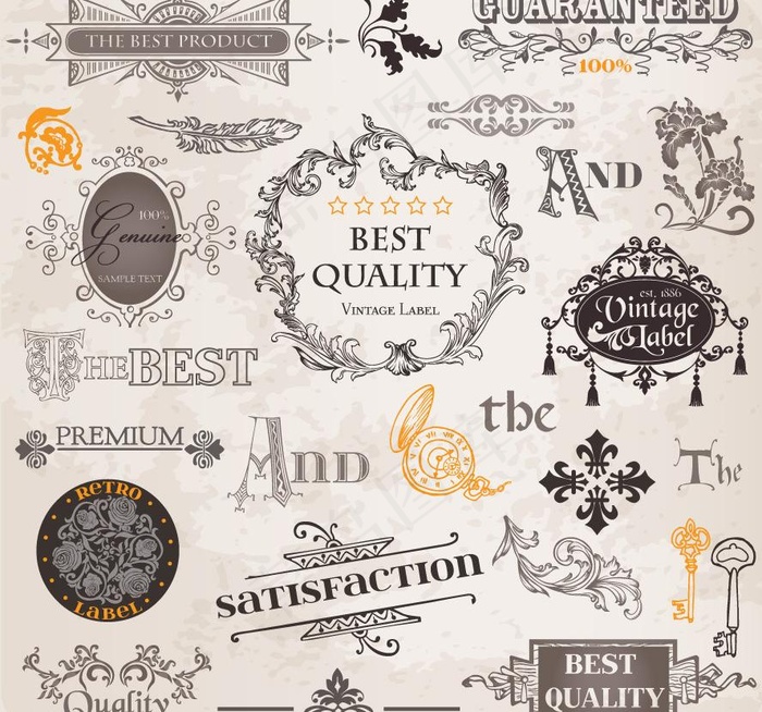 欧式花纹花边框装饰设计图片