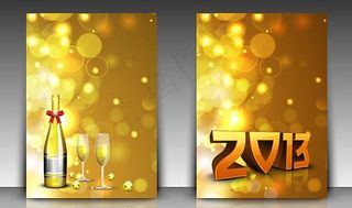 金色圣诞卡片设计主题矢量