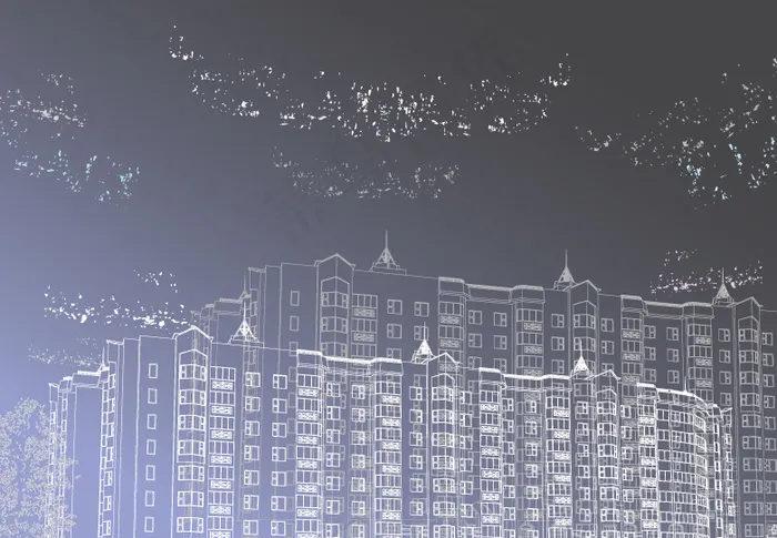 矢量城市建筑剪影图形eps,ai矢量模版下载