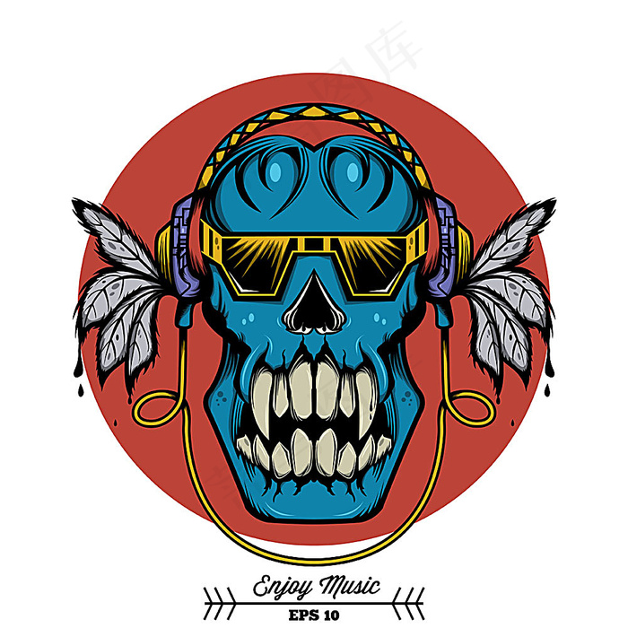 听音乐的骷髅头背景