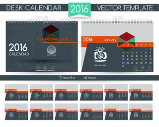 2016猴年日历模板矢量素材V.20