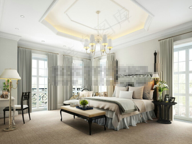 中式卧室含贴图素材下载