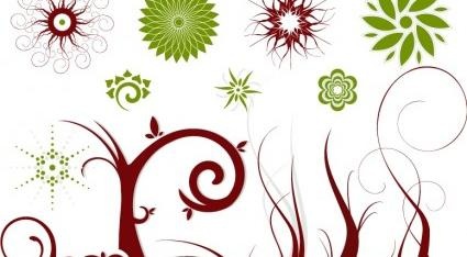免费矢量鲜花和漩涡