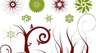 免费矢量鲜花和漩涡