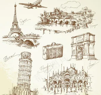 城市素描城市建筑图片 城市素描城市建筑图片