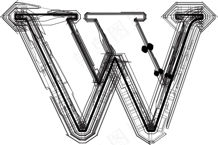 技术字体字母Weps,ai矢量模版下载