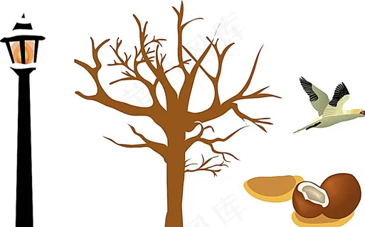 树木 路灯 椰子图片