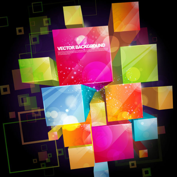 时尚潮流立体方块01—矢量素材