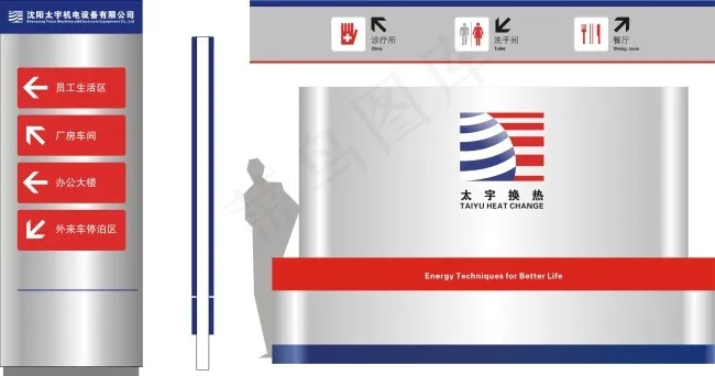 公司大厅导视牌和背景墙效果图cdr矢量模版下载